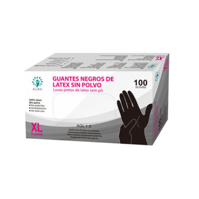 Guante Latex XS Polvo No Estéril Negro (Caja 100u.) - Medicina